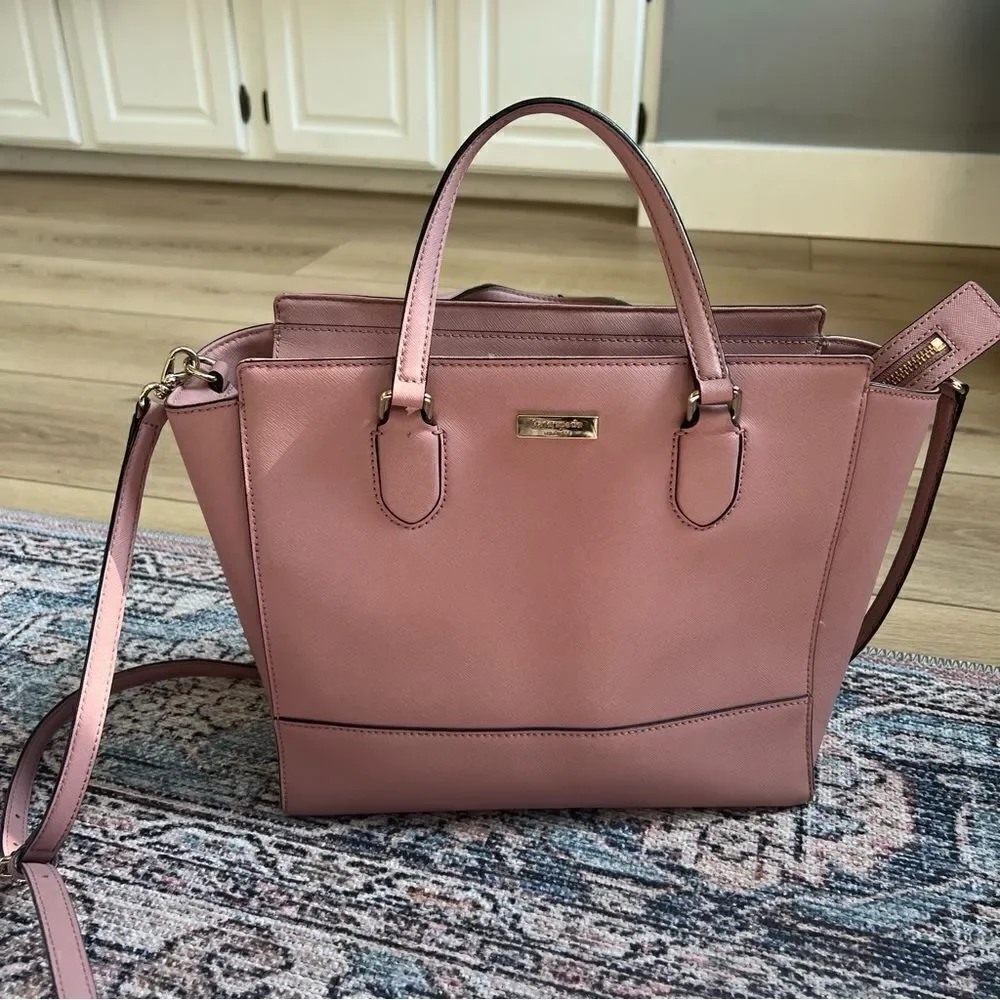 Kate Spade Hadlee Laurel Way Dusty Peony Pink Leather Handbag Purse Satchel